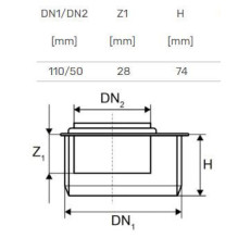 Adaptor short Magnaplast DN50 / DN110 Adaptor short Magnaplast DN50 / DN110
