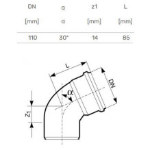 Lauko kanalizacijos alkūnė Magnaplast, Ø 110 mm x 30° Lauko kanalizacijos alkūnė Magnaplast, Ø 110 mm x 30°
