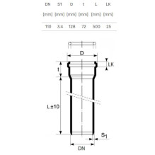 Indoor sewer pipe Ultra dB, Ø 110 mm, 0,5 m Indoor sewer pipe Ultra dB, Ø 110 mm, 0,5 m