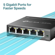 Tinklo Jungiklis - TP-Link 5-Port Gigabit Easy Smart Switch, VLAN, QoS, Web Management - Juoda Tinklo Jungiklis - TP-Link 5-Port Gigabit Easy Smart Switch, VLAN, QoS, Web Management - Juoda