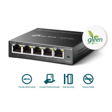 Network Switch - TP-Link 5-Port Gigabit Easy Smart Switch, VLAN, QoS, Web Management - Black Network Switch - TP-Link 5-Port Gigabit Easy Smart Switch, VLAN, QoS, Web Management - Black