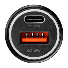 Automobilinis įkroviklis Blue Star 25W USB-C / USB-A juodas Automobilinis įkroviklis Blue Star 25W USB-C / USB-A juodas