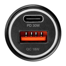 Automobilinis įkroviklis Blue Star 30W USB-C / USB-A + USB-C to USB-C 60W cable 1.0m juodas