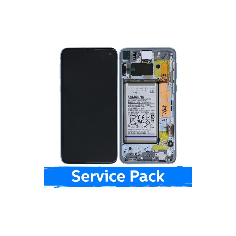 Ekranas skirtas Samsung G970 S10e su rėmeliu / Prism Blue / (Service Pack) +INCLUDING BATTERY