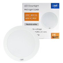 LED lubinis šviestuvas PNI D-Light CL2425 24W, apvalus 29 cm, 4200K, 230V maitinimo šaltinis, 2640 lm, neutrali balta LED lubinis šviestuvas PNI D-Light CL2425 24W, apvalus 29 cm, 4200K, 230V maitinimo šaltinis, 2640 lm, neutrali balta
