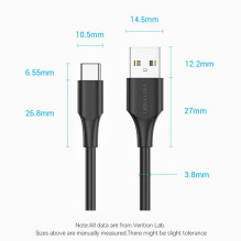 CABLE USB-C TO USB2.0 / 0.25M BLACK CTHBC VENTION