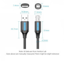 CABLE USB2.0 MALE TO MALE / 0.5M BLACK COQBD VENTION CABLE USB2.0 MALE TO MALE / 0.5M BLACK COQBD VENTION