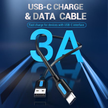 CABLE USB-C TO USB2.0 / 0.25M BLACK COKBC VENTION