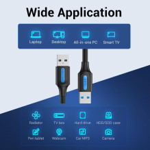 USB 3.0 kištukas-kištukas / 0,5 m juodas, jungtis, ventiliacija