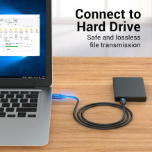 USB 3.0 kištukas-kištukas / 0,5 m juodas, jungtis, ventiliacija