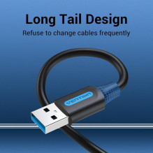 CABLE USB3.0 MALE TO MALE / 0.5M BLACK CONBD VENTION