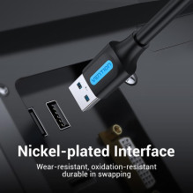 USB 3.0 kištukas-kištukas / 0,5 m juodas, jungtis, ventiliacija