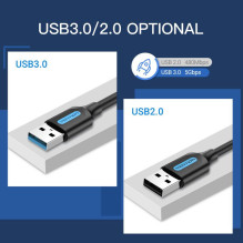 CABLE USB3.0 MALE TO MALE / 0.5M BLACK CONBD VENTION