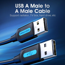 CABLE USB2.0 MALE TO MALE / 1.5M BLACK COJBG VENTION