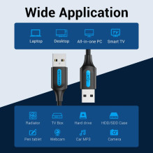 CABLE USB2.0 MALE TO MALE / 1.5M BLACK COJBG VENTION