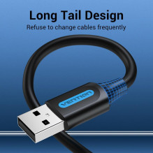 CABLE USB2.0 MALE TO MALE / 1.5M BLACK COJBG VENTION
