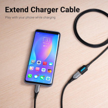 CABLE USB2.0 MALE TO FEMALE / 2M BLACK CBIBH VENTION