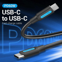 USB-C–USB-C jungtis, 1 m, juoda, COSBF VENTION USB-C–USB-C jungtis, 1 m, juoda, COSBF VENTION