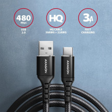 USB-C KABELIS Į USB2.0 1M / BLACK BUCM-AM10AB AXAGON