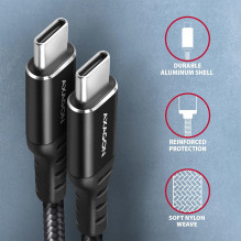 CABLE USB-C TO USB-C 1M 60W / HQ BLACK BUCM-CM10AB AXAGON