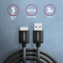 CABLE USB3.2 TO MICRO-B 1M / SPEED BLK BUMM3-AM10AB AXAGON