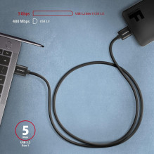 KABELAS USB3.2 Į MICRO-B 1M / SPEED BLK BUMM3-AM10AB AXAGON