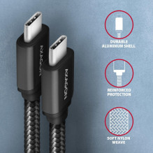 CABLE USB-C TO USB-C 1M 60W / BLACK BUCM3-CM10AB AXAGON