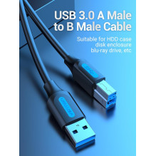 USB 3.0 kištukas-kištukas / 3M juodas „Coobi Vention“