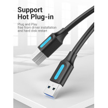 USB 3.0 kištukas-kištukas / 3M juodas „Coobi Vention“
