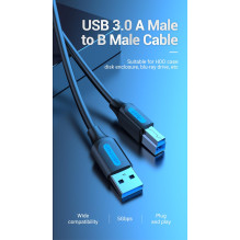 CABLE USB3.0 MALE TO MALE / 3M BLACK COOBI VENTION CABLE USB3.0 MALE TO MALE / 3M BLACK COOBI VENTION