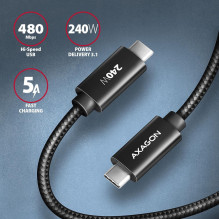CABLE USB-C TO USB-C 1M 240W / BRAID BLK BUCM2-CM10AB AXAGON
