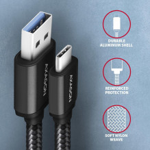 CABLE USB-C TO USB3.2 2M / BLACK BUCM3-AM20AB AXAGON