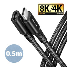USB-C prailginimo laidas 0,5 m / juodas BUCM32-CF05AB AXAGON
