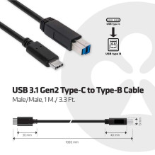CABLE USB-C TO USB3.1 1M / M / M CAC-1524 CLUB3D CABLE USB-C TO USB3.1 1M / M / M CAC-1524 CLUB3D