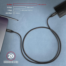 KABELAS USB-C Į USB-C 1M 100W / BLACK BUCM32-CM10AB AXAGON