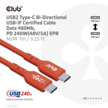 CABLE USB-C TO USB-C 1M / M / M CAC-1511 CLUB3D CABLE USB-C TO USB-C 1M / M / M CAC-1511 CLUB3D