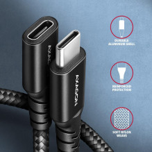 CABLE USB-C EXTENSION 1.5M / BLACK BUCM32-CF15AB AXAGON