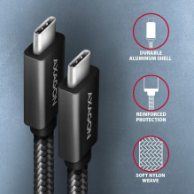 USB-C LAIDAS Į USB-C 2M 100W / JUODAS BUCM32-CM20AB AXAGON