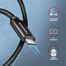 USB-C–USB-C LAIDAS 0,5 M 240 W / 8 K JUODAS BUCM4X-CM05AB AXAGON