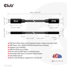 CABLE USB-C TO USB-C 2M / M / F CAC-1529 CLUB3D