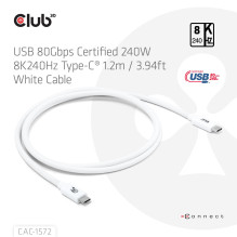 CLUB3D LAIDAS USB-C Į USB-C 1.2M / BALTA CAC-1572 CLUB3D LAIDAS USB-C Į USB-C 1.2M / BALTA CAC-1572