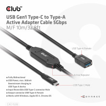CLUB3D USB-C Į USB 10M / M / F LAIDAS CAC-1538 CLUB3D USB-C Į USB 10M / M / F LAIDAS CAC-1538