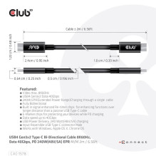 USB-C DVIKRYPTINIS KABELIS 2M / M / M CAC-1578 CLUB3D