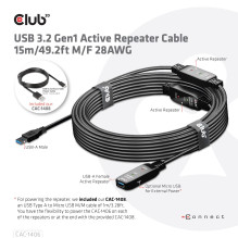 CABLE USB3.2 REPEATER 15M / M / F CAC-1406 CLUB3D