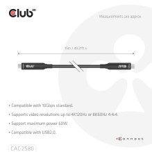 CABLE USB-C 15M / M / M CAC-2580 CLUB3D