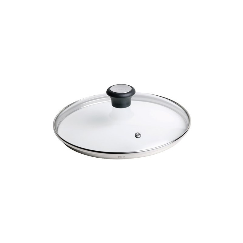 Tefal 28097612 keptuvės dangtis apvalus juodas, nerūdijantis plienas, permatomas