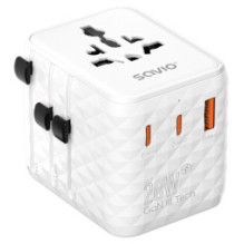 Strāvas adapteris SAVIO Travel adapter Universal 20W USB-A USB-C