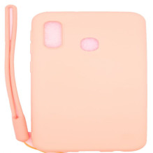 Evelatus Samsung A20e Soft Touch Silicone Case with Strap Pink