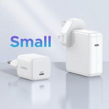 „Ugreen Nexode N“ serijos X512 20 W „GaN“ 1 x USB-C sieninis įkroviklis – baltas