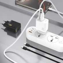 Dudao Dudao A26TCEU PD QC 25W GaN USB-A USB-C Wall Charger with USB-C Cable Black